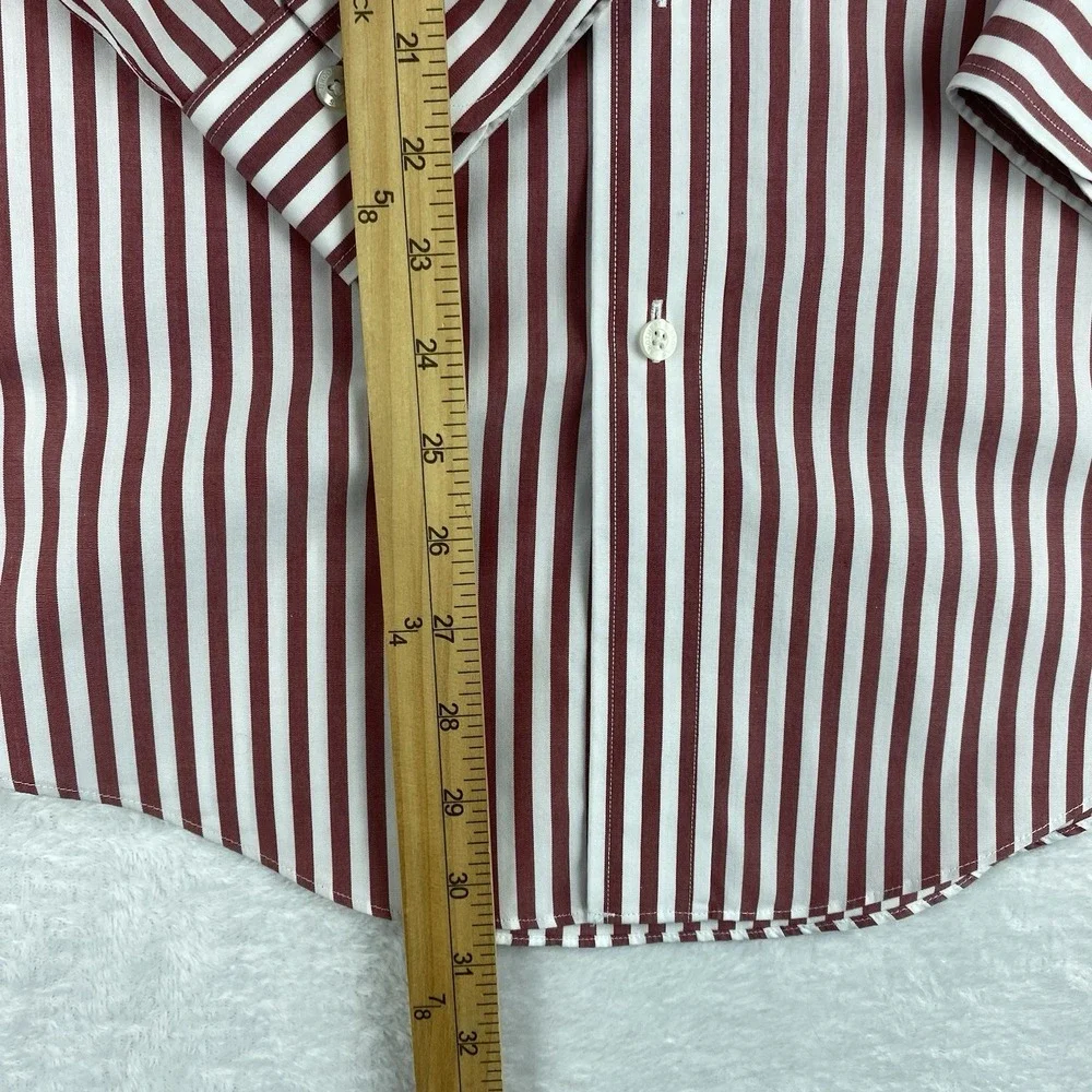 Brooks Brothers Shirt Mens Medium Crimson/White Stripes Regent Non Iron